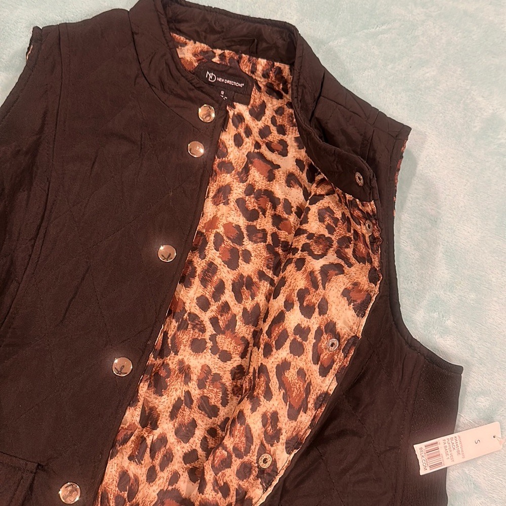 Brand New “New Directions” Black/Leopard Vest - Picture 1 of 8